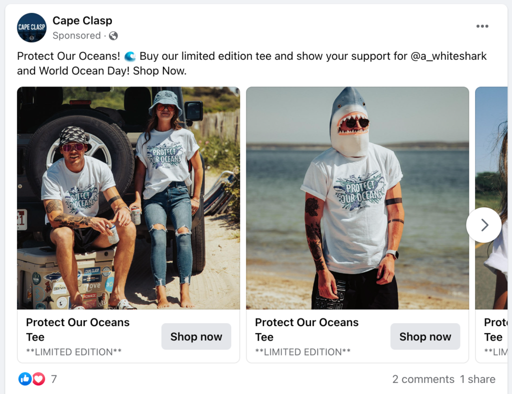 ecommerce facebook carousel ad example