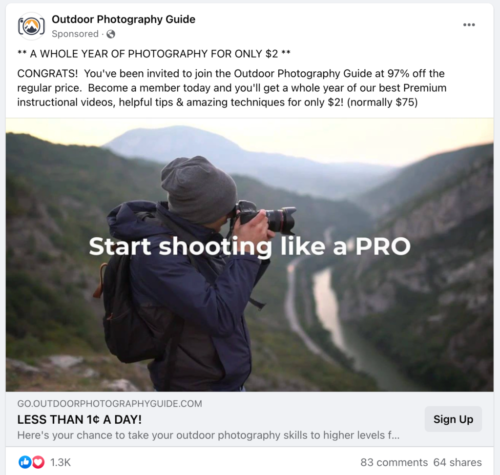 photography course ad