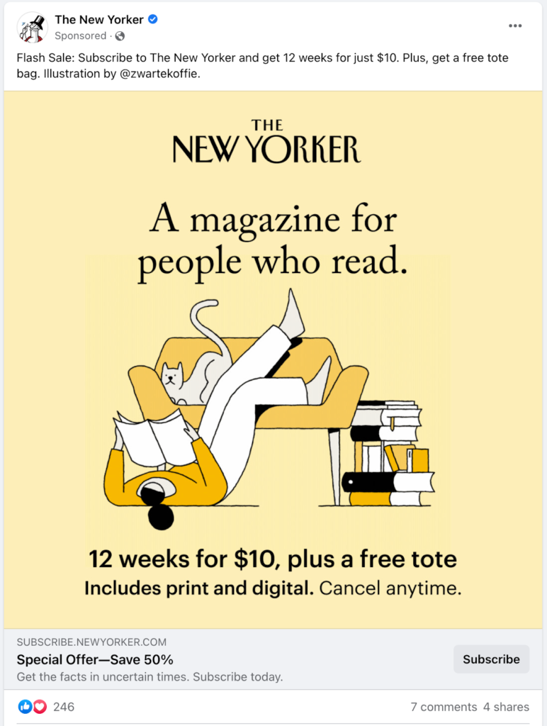 new yorker facebook ad example